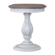 Magnolia Manor Round Accent Table in Antique White Base w/ Weathered Bark Tops image