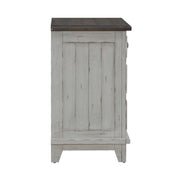 River Place 3 Drawer Nightstand with Charging Station in Riverstone White and Tobacco image