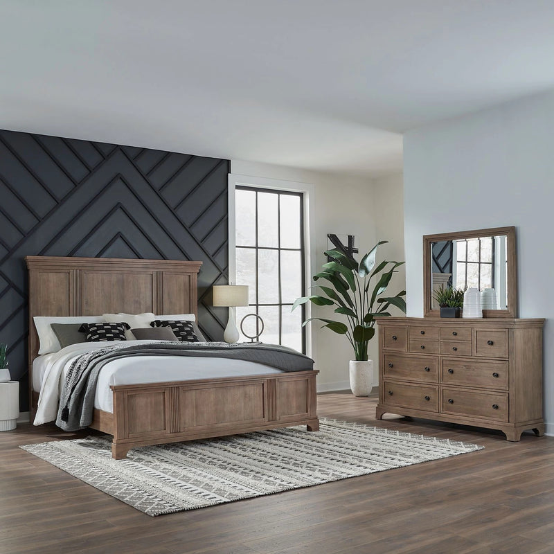 Haven Hills King Panel Bed, Dresser & Mirror image