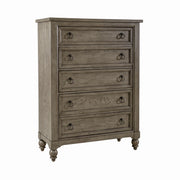 Americana Farmhouse 5 Drawer Chest in Dusty Taupe and Black image