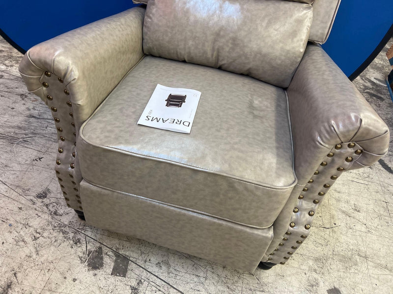 Gray PU Leather Nailhead Trim Upholstered Recliner Chair
