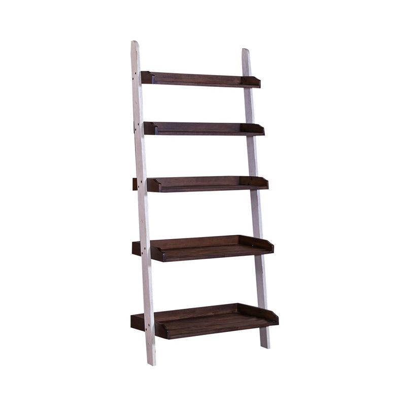 Farmhouse Leaning Bookcase in White/Oak image