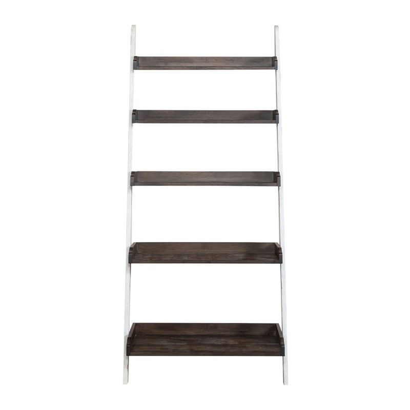Farmhouse Leaning Bookcase in White/Oak