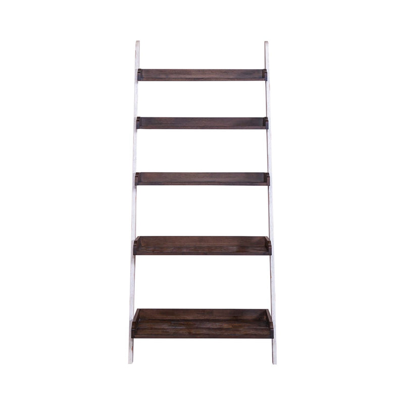 Farmhouse Leaning Bookcase in White/Oak image