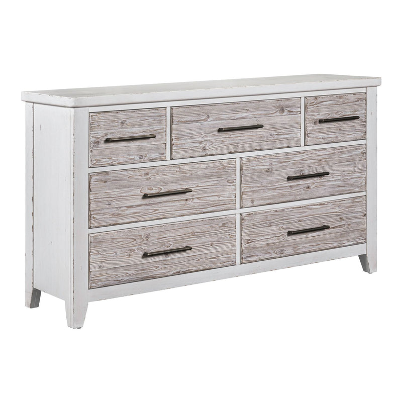 Backroads Dresser in Weathered White/Parchment Brown
