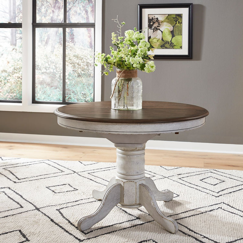 Carolina Crossing Pedestal Table Set- White image