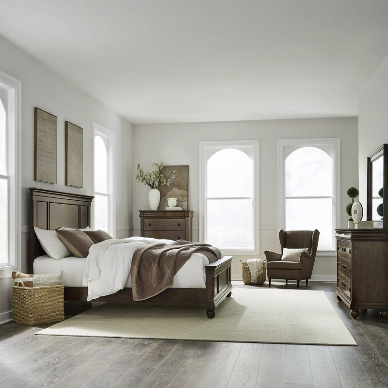 Rustic Traditions King California Panel Bed, Dresser & Mirror, Chest image