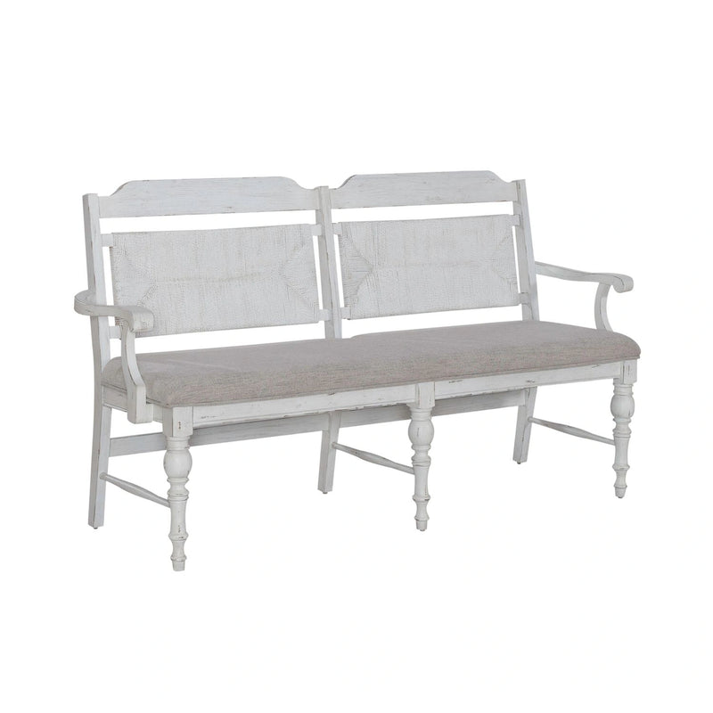 River Place Panel Back Bench in Riverstone White & Tobacco image
