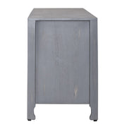 Marisol 65 Inch 3 Door Accent TV Stand in Weathered Honey and Soft Wash Gray image