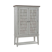 River Place Bar Cabinet in Riverstone White & Tobacco EST SHIP TIME APPX 4 WEEKS image
