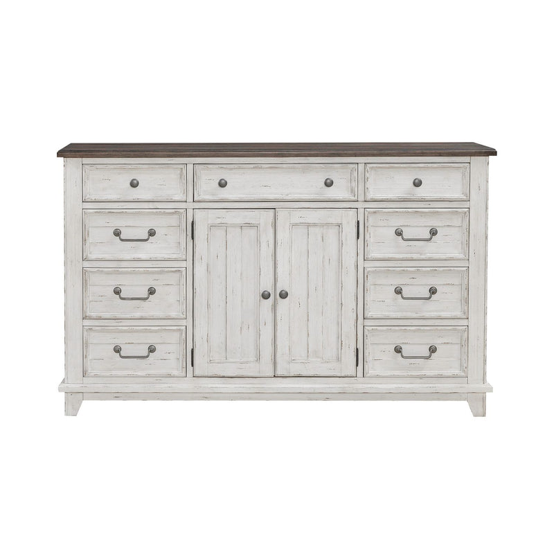 River Place 9 Drawer Dresser in Riverstone White and Tobacco image