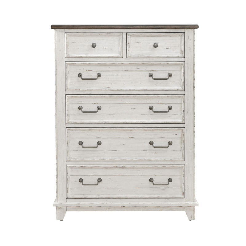 River Place 6 Drawer Chest in Riverstone White and Tobacco image