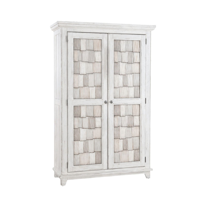 River Place Armoire in Riverstone White and Tobacco image