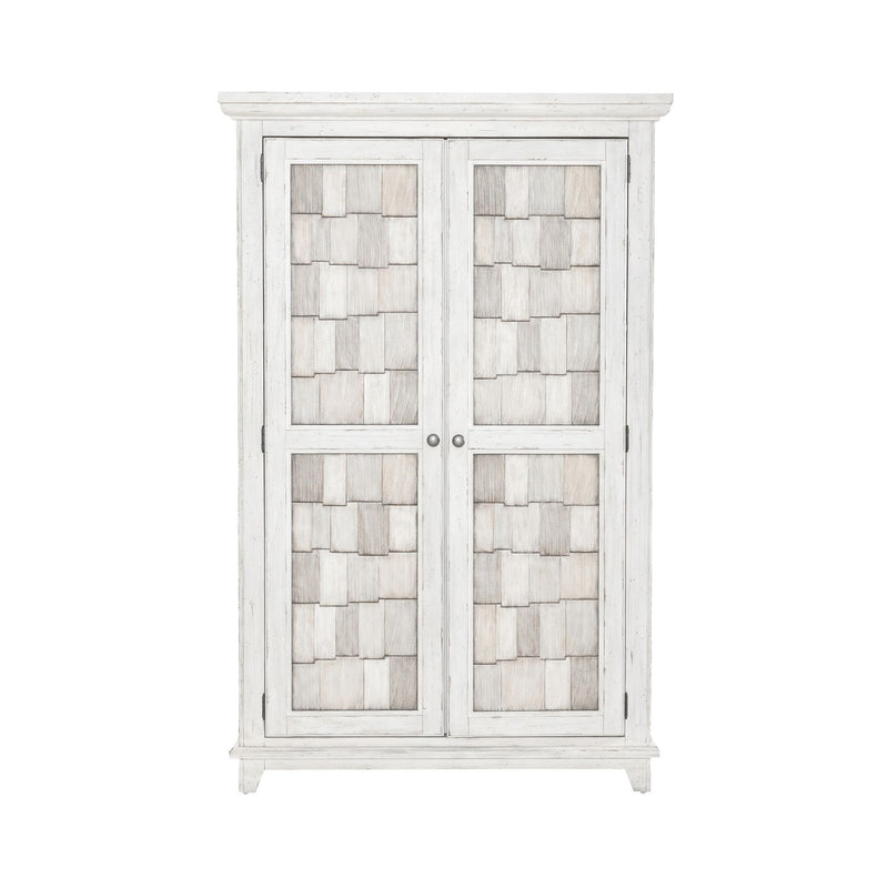 River Place Armoire in Riverstone White and Tobacco image