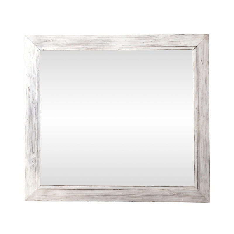 River Place Mirror in Riverstone White and Tobacco image