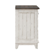 River Place 3 Drawer Nightstand with Charging Station in Riverstone White and Tobacco image