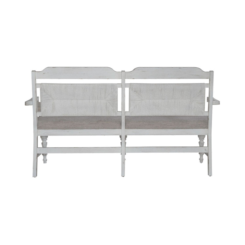 River Place Panel Back Bench in Riverstone White & Tobacco image