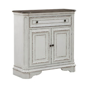 Magnolia Manor Accent Cabinet in Antique White & Weathered Bark EST SHIP TIME APPX 4 WEEKS image