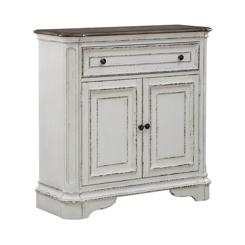 Magnolia Manor Accent Cabinet in Antique White & Weathered Bark EST SHIP TIME APPX 4 WEEKS image
