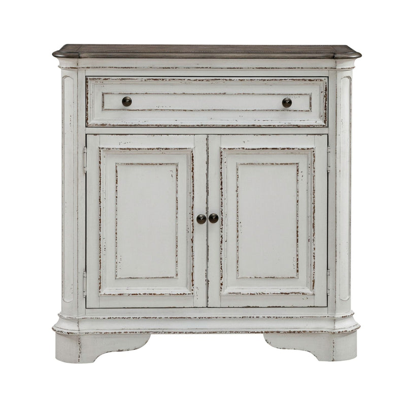 Magnolia Manor Accent Cabinet in Antique White & Weathered Bark EST SHIP TIME APPX 4 WEEKS image
