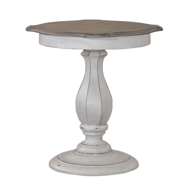 Magnolia Manor Round Accent Table in Antique White Base w/ Weathered Bark Tops image