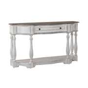 Magnolia Manor 56 Inch Hall Console Table in Antique White Base w/ Weathered Bark Tops image