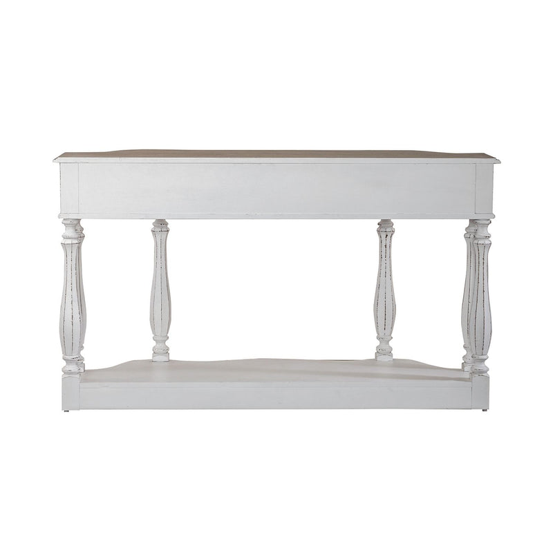 Magnolia Manor 56 Inch Hall Console Table in Antique White Base w/ Weathered Bark Tops image
