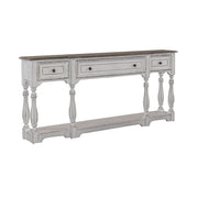 Magnolia Manor 72 Inch Hall Console Table in Antique White Base w/ Weathered Bark Tops image