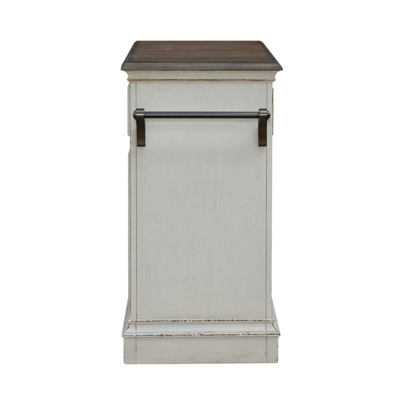 Magnolia Manor Bar Cart in Antique White & Weathered Bark EST SHIP TIME APPX 4 WEEKS image