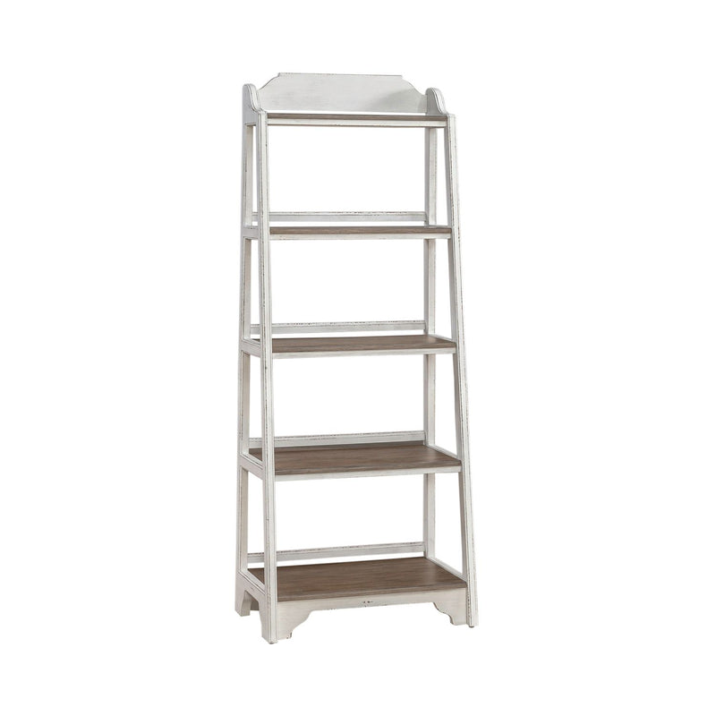 Magnolia Manor Leaning Pier Bookcase in Antique White & Weathered Bark image