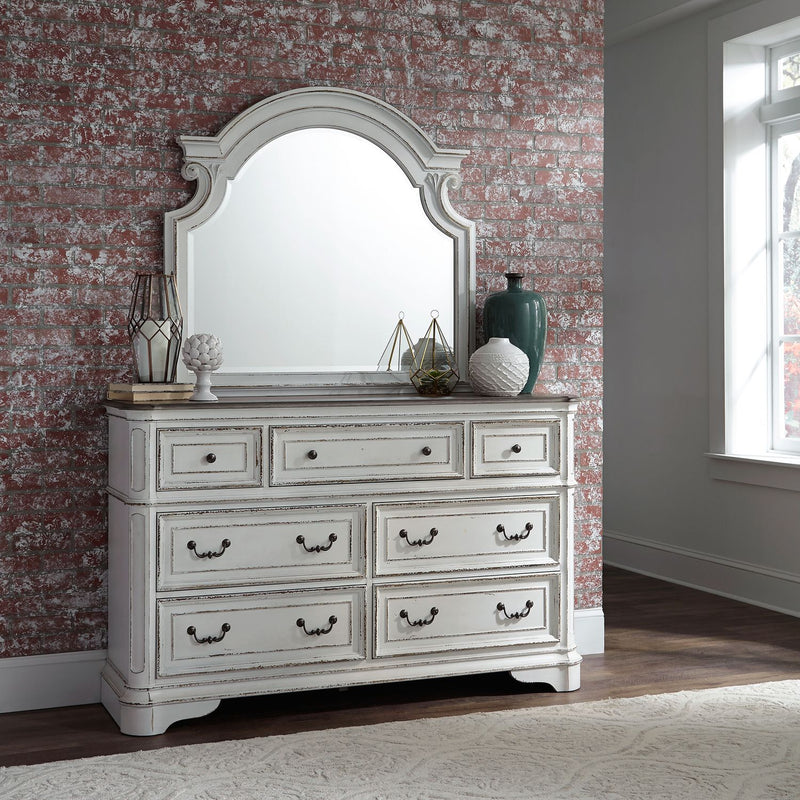 Magnolia Manor Queen Panel Bed, Dresser & Mirror, Night Stand