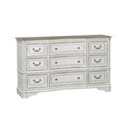 Magnolia Manor Leg 9 Drawer Dresser in Antique White image
