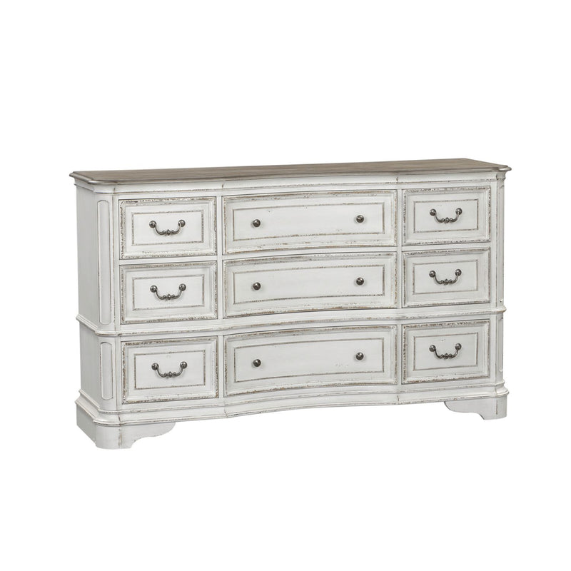 Magnolia Manor Leg 9 Drawer Dresser in Antique White image
