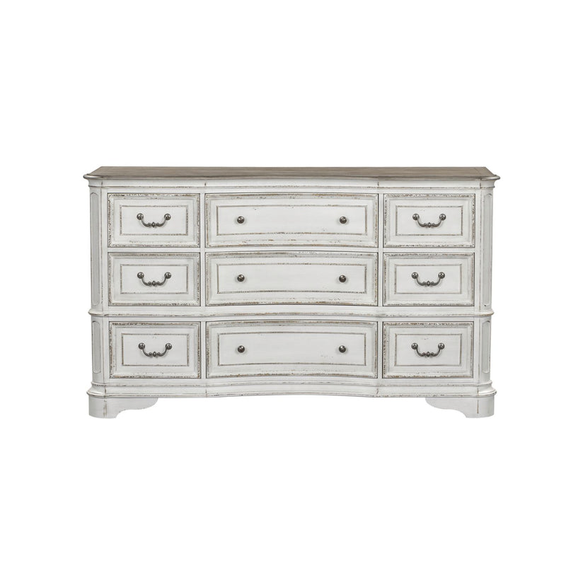 Magnolia Manor Leg 9 Drawer Dresser in Antique White image