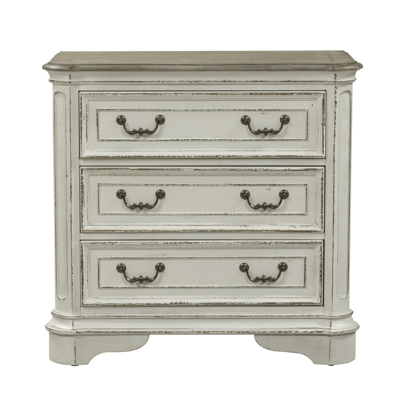 Magnolia Manor 3 Drawer Bedside Chest in Antique White image