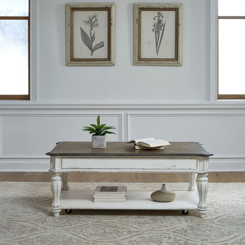 Magnolia Manor Lift Top Cocktail Table in Antique White image