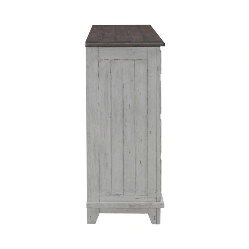 River Place 9 Drawer Dresser in Riverstone White and Tobacco image