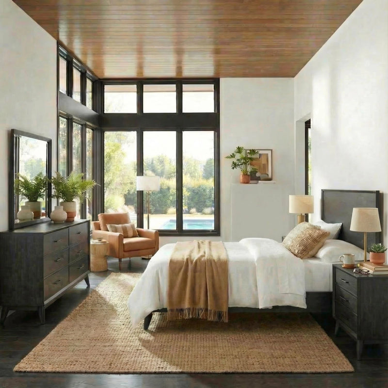 Century Modern King Platform Bed, Dresser & Mirror, Night Stand image