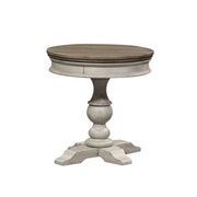 Heartland Round Pedestal Chair Side Table in Antique White image