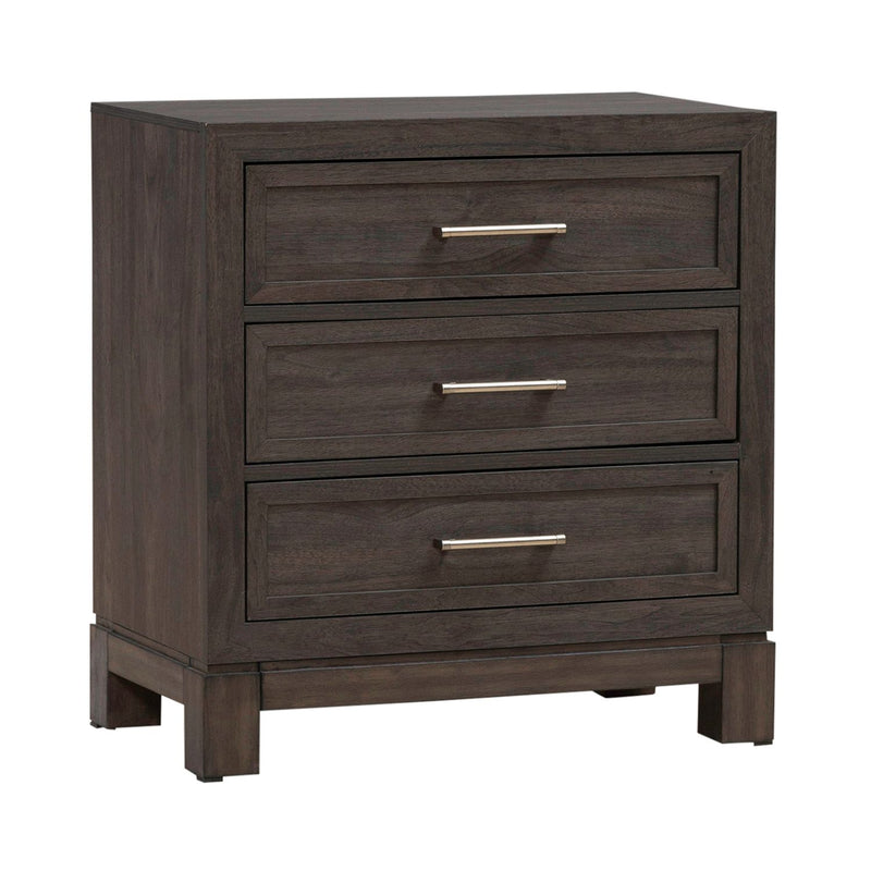 Modern Edge Nightstand w/ Charging Station in Caffe