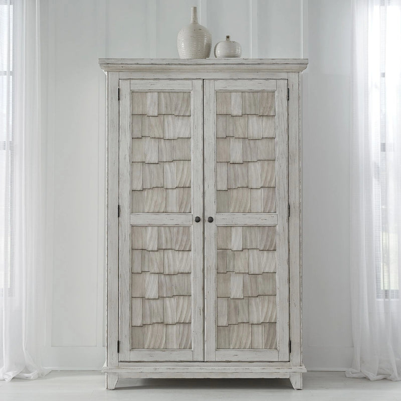River Place Armoire in Riverstone White and Tobacco image