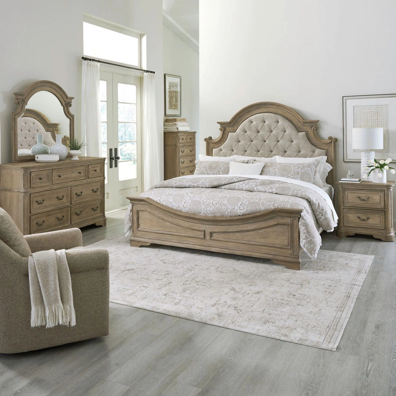Magnolia Manor King Uph Bed, Dresser & Mirror, Chest, Night Stand image