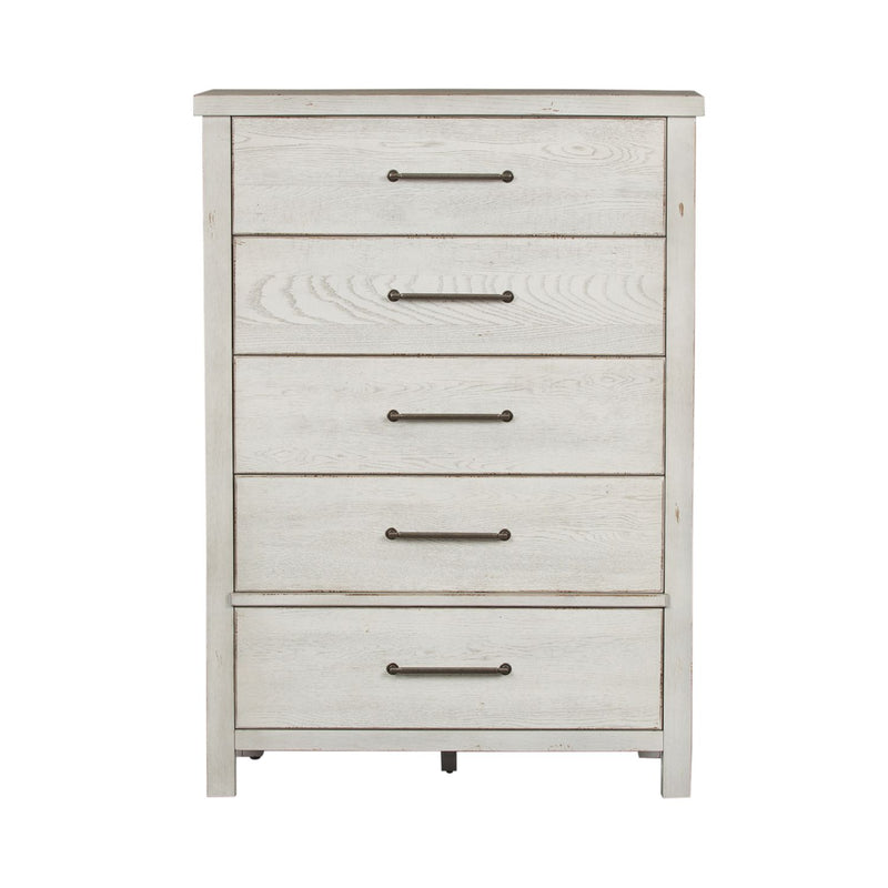 Modern Farmhouse 5 Drawer Chest in White