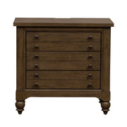 Americana Farmhouse 6 Drawer Bedside Chest in Dusty Taupe and Black image