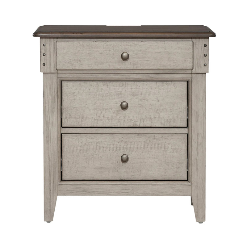 Ivy Hollow 3 Drawer Nightstand w/ Charging Station in Weathered Linen image