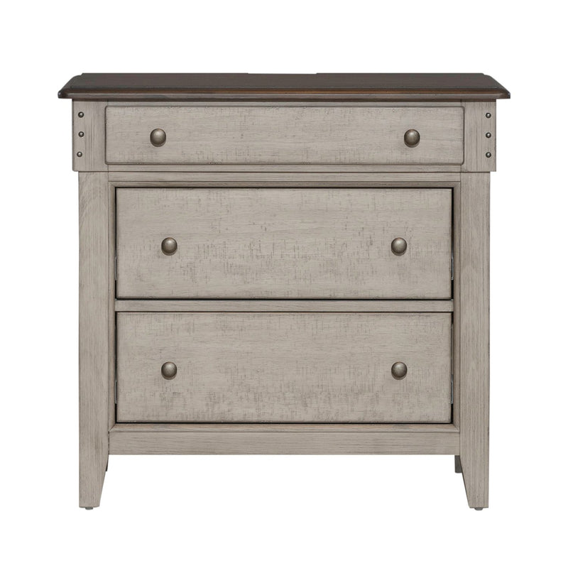Ivy Hollow 3 Drawer Bedside Chest w/ Charging Station in Weathered Linen image