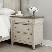 Ivy Hollow 3 Drawer Bedside Chest w/ Charging Station in Weathered Linen image