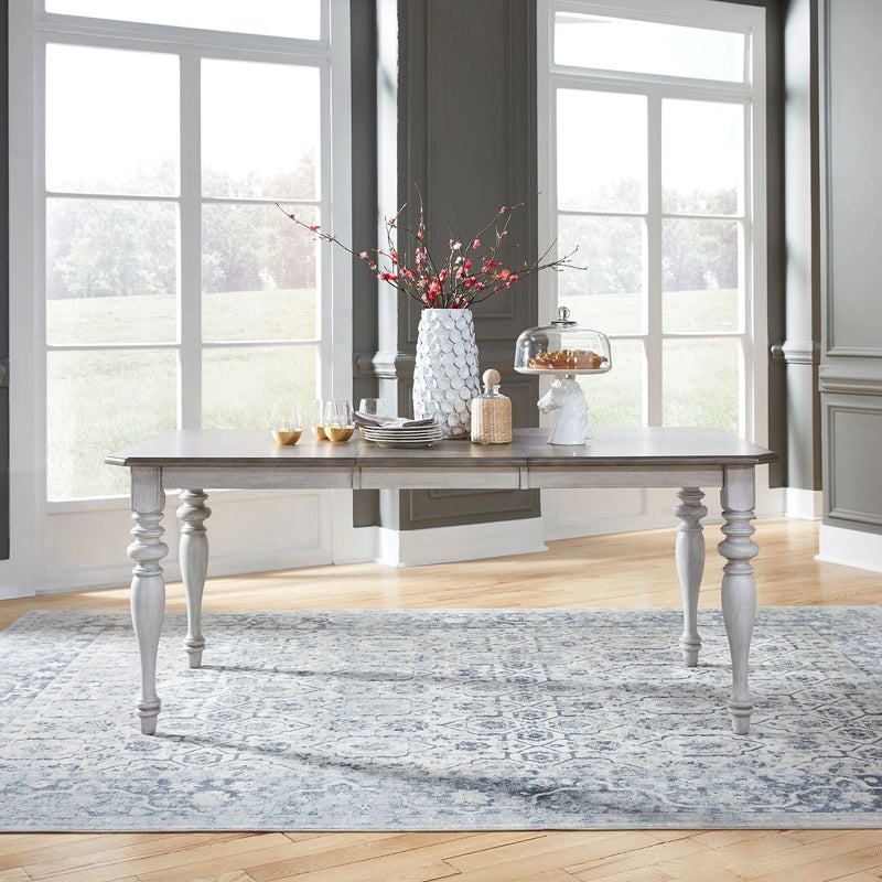 Ocean Isle Rectangular Leg Table in Antique White with Weathered Pine image