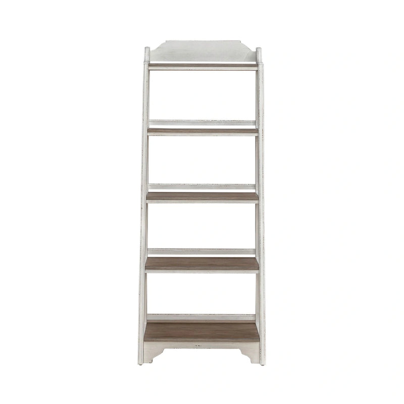 Magnolia Manor Leaning Pier Bookcase in Antique White & Weathered Bark image