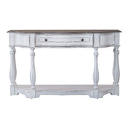 Magnolia Manor 56 Inch Hall Console Table in Antique White Base w/ Weathered Bark Tops image